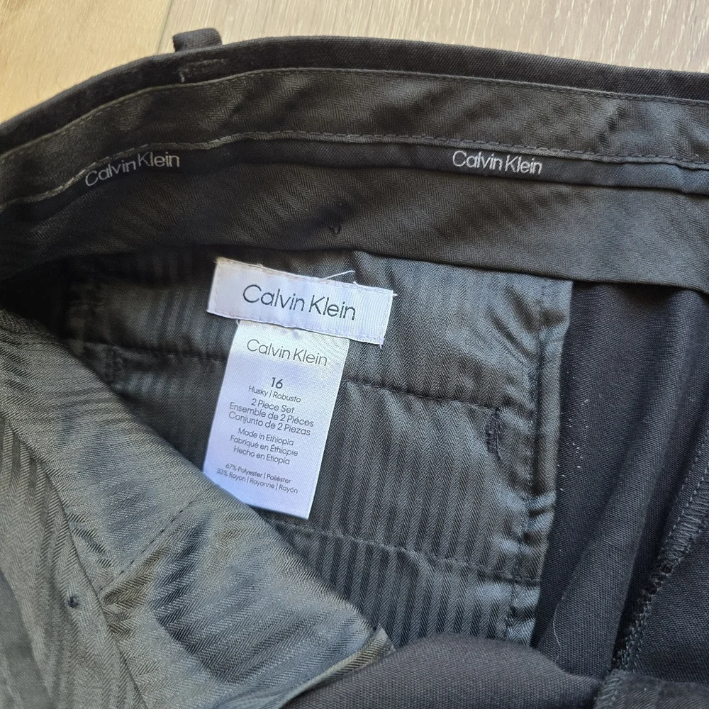 Calvin Klein Boys Suit Pants Size 17 Black Slim Fit Flat Front Dress Slacks - Picture 4 of 5